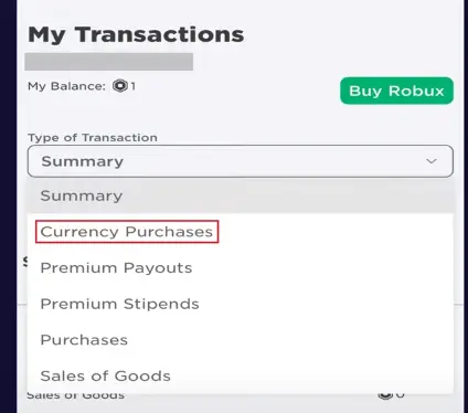 Currency Purchases roblox